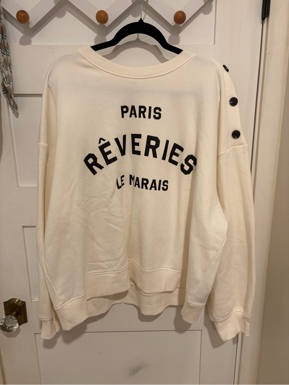 H&M Cream Crewneck Sweater with Black Graphic NWOT